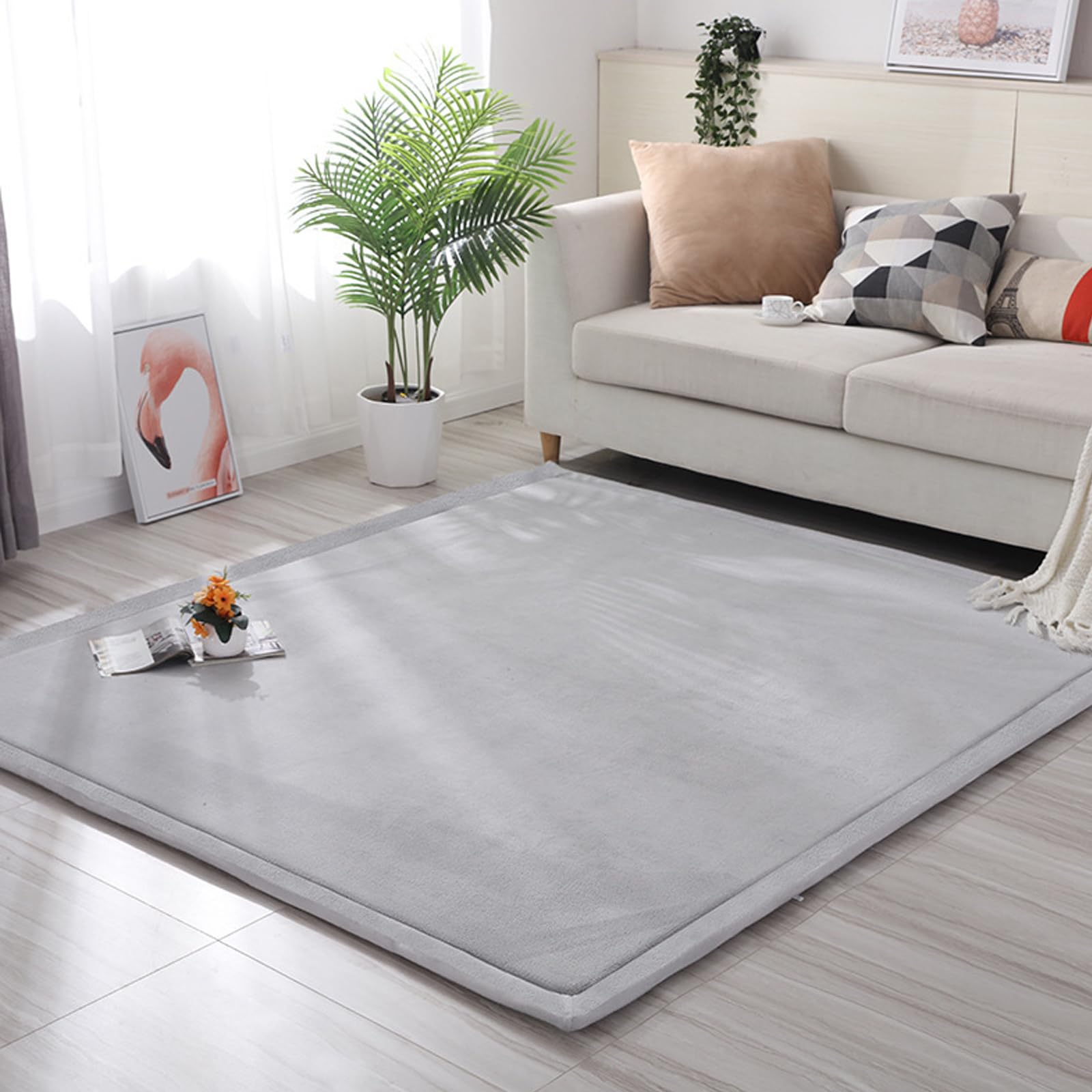 Krabbelmatte Baby 200x150x2cm, Spielmatte Baby aus Memory-Schaum, Grau | Krabbelteppich für Baby, 2 cm Dick, Weich, Rutschfest und Wasserabweisend, Pflegeleichter Teppich 200x150 cm für Kinderzimmer