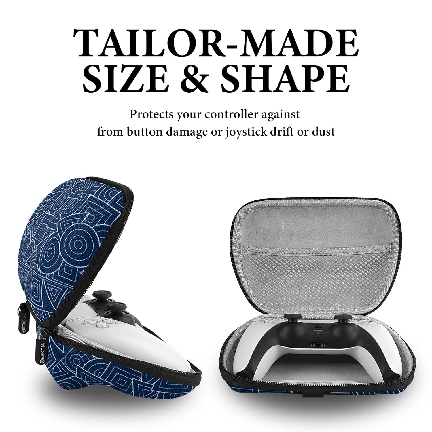 GEEKRIA Gaming Controller Case Compatible with Sony PlayStation 5 DualSense, PS4 DualShock 4, PS3 Dualshock 3, Gaming Accessories Storage Carrying Bag (Blue)