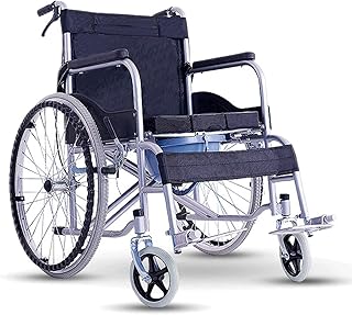 Sedia a rotelle Leggera e User-Friendly con Sedia a rotelle Leggera Pieghevole a Flip-Posteriore con WC per la Sedia a rotelle per Il Trasporto disabili Anziani con Freni a Mano