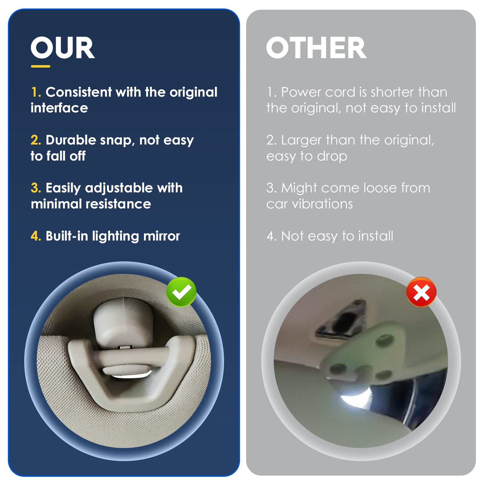 NHILES Left Driver Side Sun Visor Fit For Nissan Altima 2013 2014 2015 - View #4