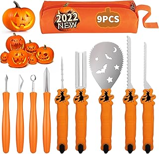 Pumpkin Carving Kit Tools Halloween, TRAALL Professional Heavy Duty Carving Set, Stainless Steel Sculpting Tool Carving Kn...