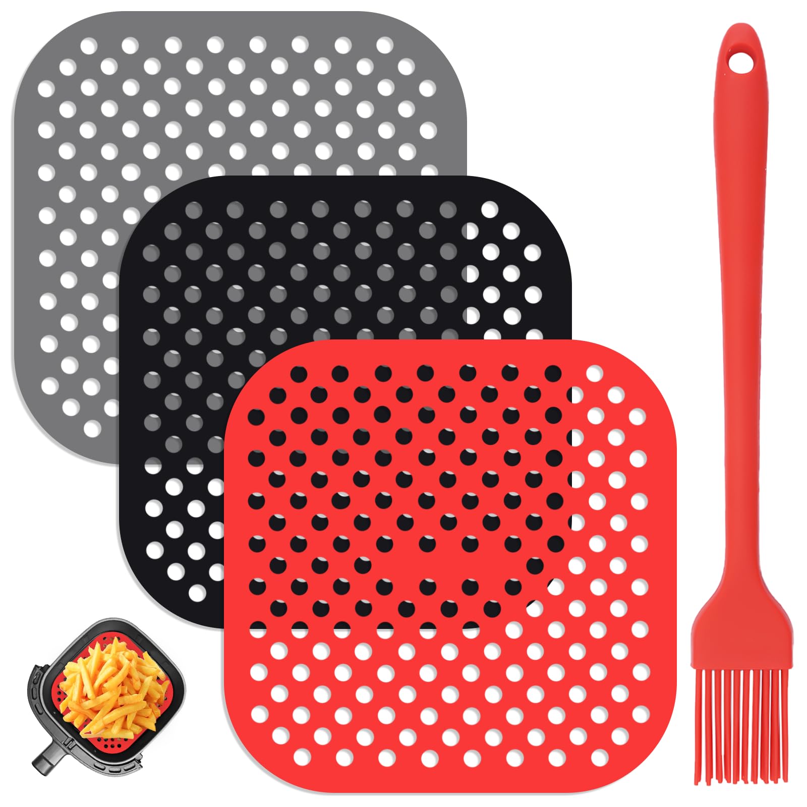 Silikon Backform Heißluftfritteuse Quadratisch 21x21 Cm - Antihaft Einsatz Für Airfryer & Backofen