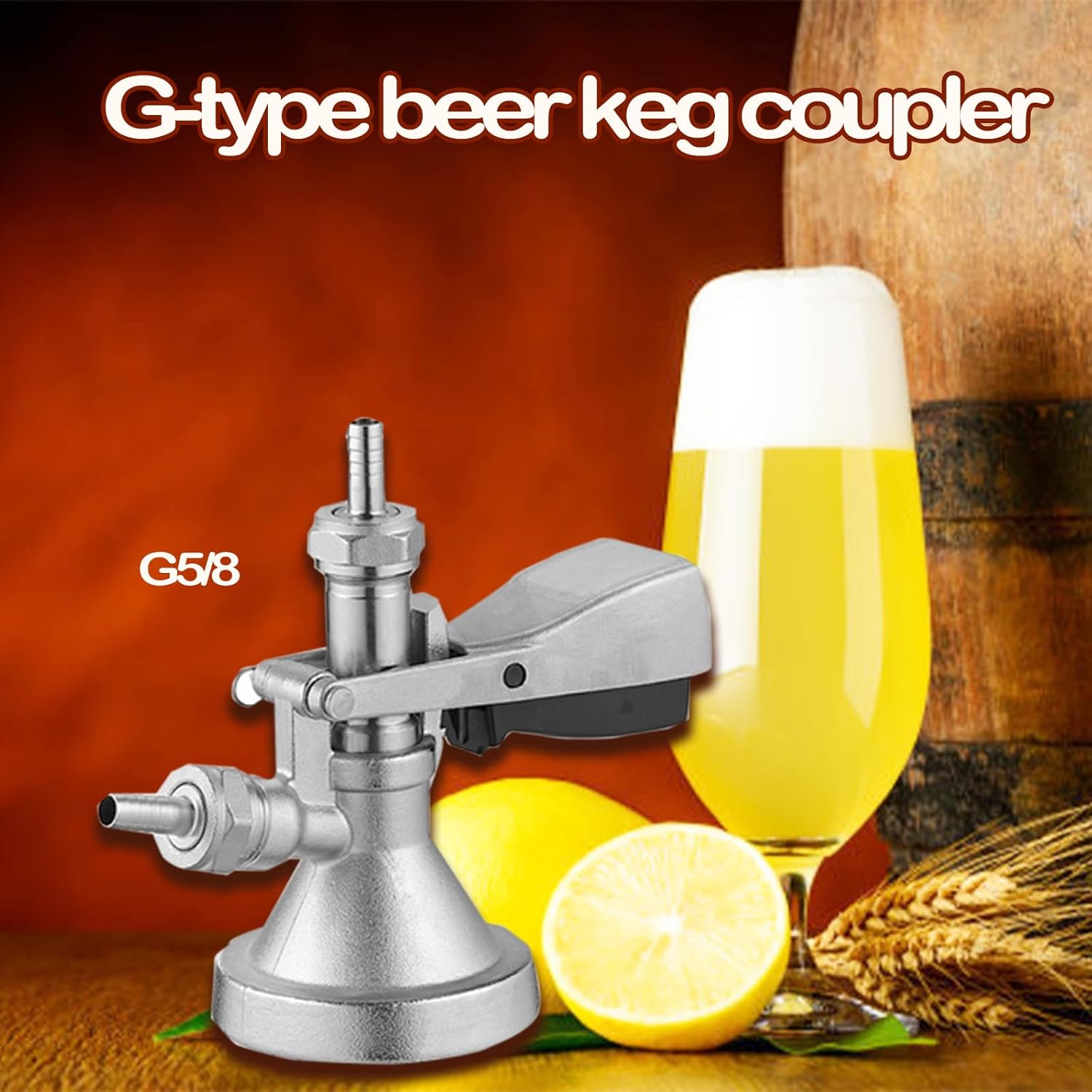 Keg Coupler 304 Stainless Steel, Beer Keg Dispenser, Probe Sankey Keg Coupler G System, G5/8 Connector, G-Type Beer Keg Coupler