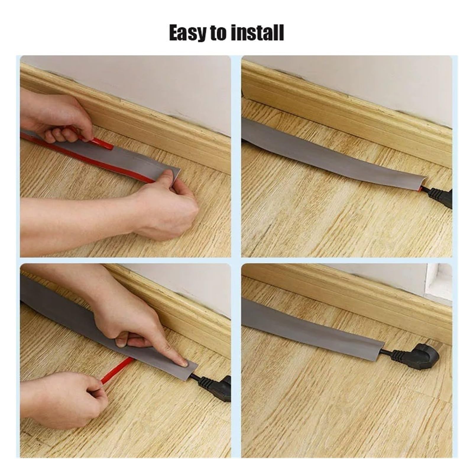 10m cubierta de suelo para cable, canaleta pasacables para suelo, Protector de cable de alimentación autoadhesivo Cubierta de cable de piso, Tira de agarre de cable, cubierta de cable proteger cables(