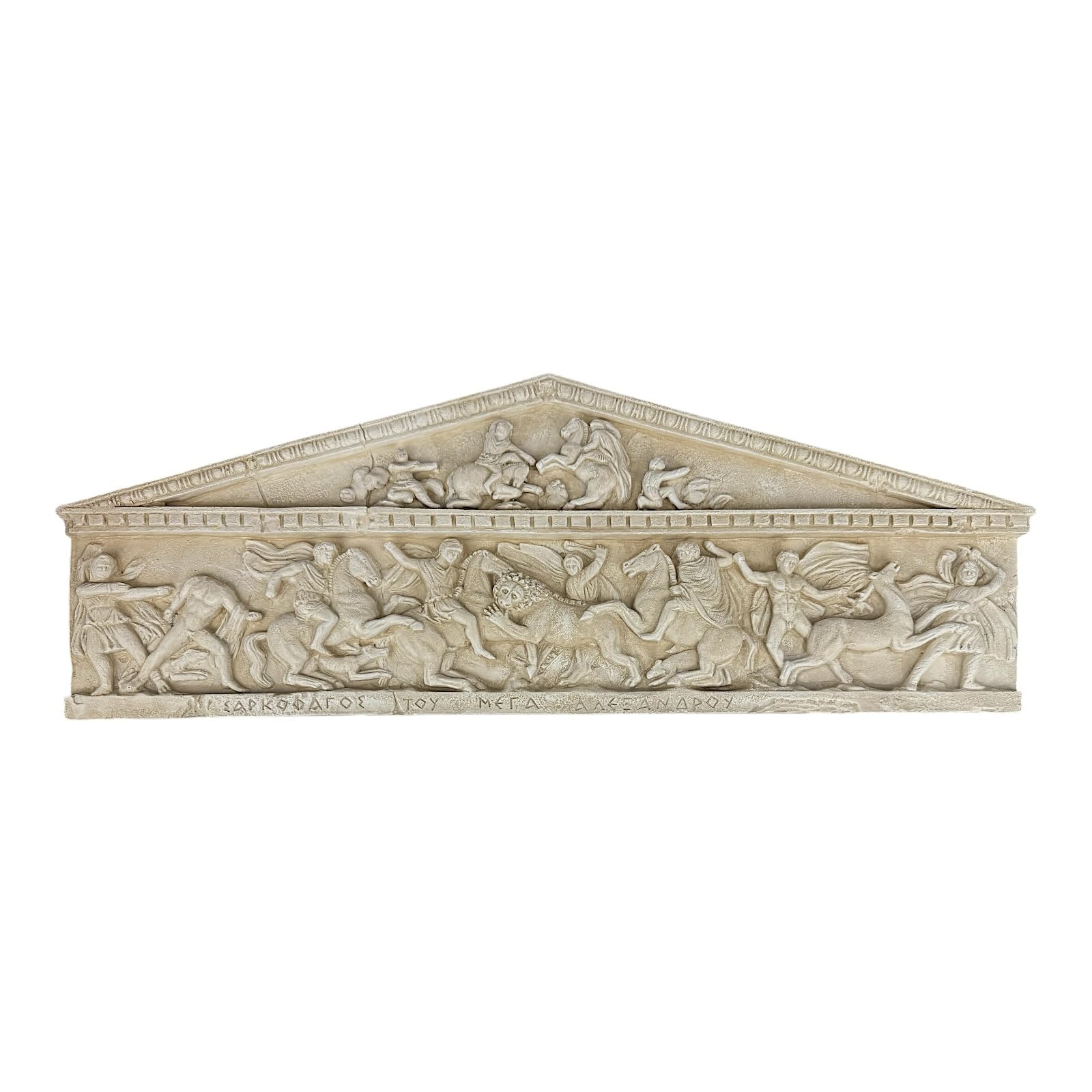 Relief Great Alexander King Sarcophagus Hunting Scene Cast Stone Greek Sculpture