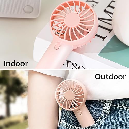 Miniatura 4 de Hachikiko Ventilador de mano portátil recargable USB para viajes y uso al aire libre, pequeño ventilador de escritorio con 3 velocidades para niñas