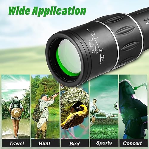 Miniatura 7 de Telescopio monocular de alta potencia 16X52, monoculares compactos de prisma HD para adultos, negro