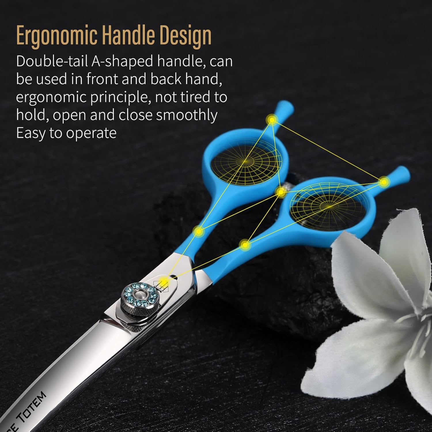 Professional Pet Grooming Curved Scissors, JP440C Alloy Steel, Blue Ergonomic Handle, Sharp and Durable for Dog Grooming (7.0")