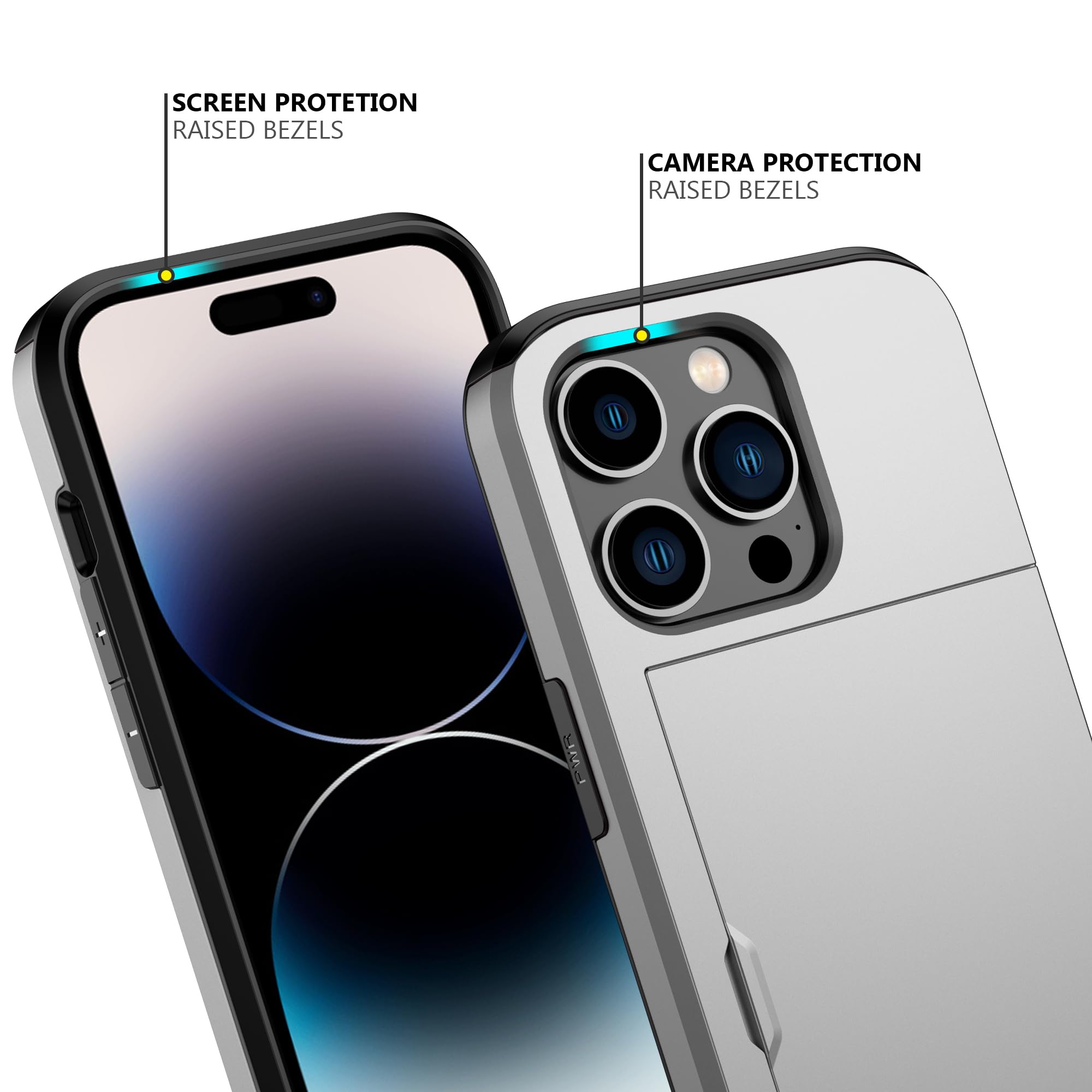 Tuokiou Compatible Con IPhone 14 Pro Max, Funda Protectora Transparente Con Ranura Para Tarjetas, Delgada, Resistente A Las Caídas, Cartera De TPU Suave Con Parachoques, Bonito Bolsillo Para Tarjetas