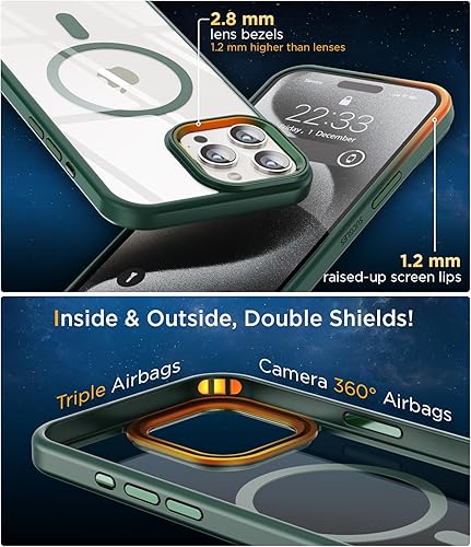 Miniatura 6 de Funda para iPhone 13 Pro con MagSafe, imanes fuertes, no amarillea, protección militar contra caídas, magnética, transparente, delgada, para Apple