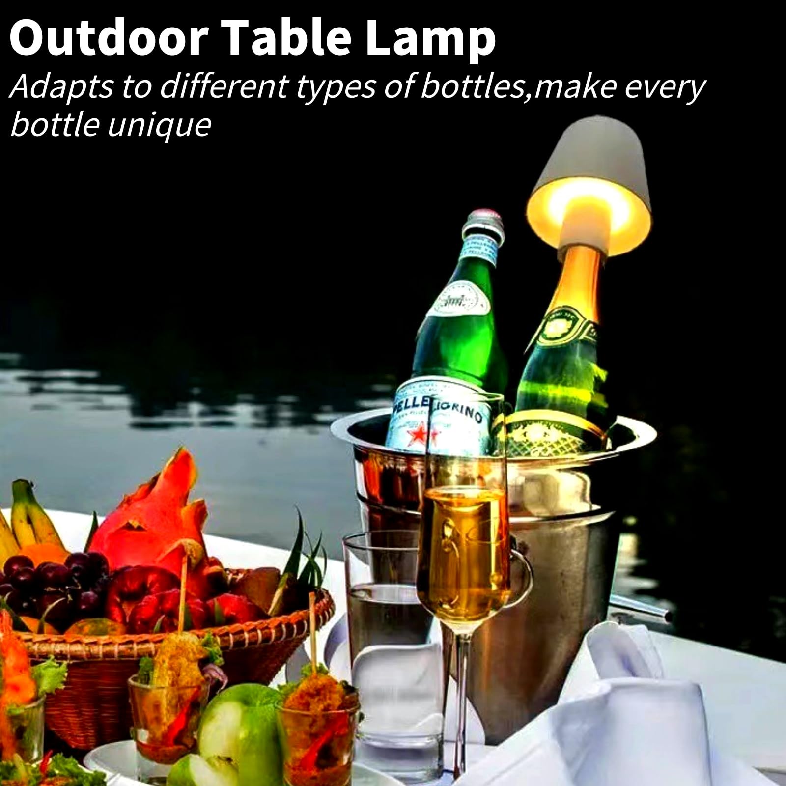 Lampada da bottiglia a LED dimmerabile, lampada da bottiglia di vino senza fili - Luce per bottiglia di vino ricaricabile senza fili,Lampada da scrivania portatile impermeabile Ip54, modalità RGB 3, l