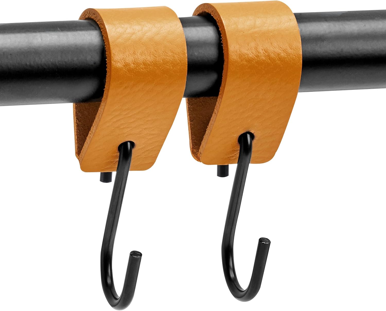 Brute Strength - Multifunctional Leather S-Hooks - Ochre Yellow - 12 Pieces - S Shaped Hooks - Coat Hook - Leather Hooks - Leather s Hooks - Black s Hooks - Kitchen Hooks