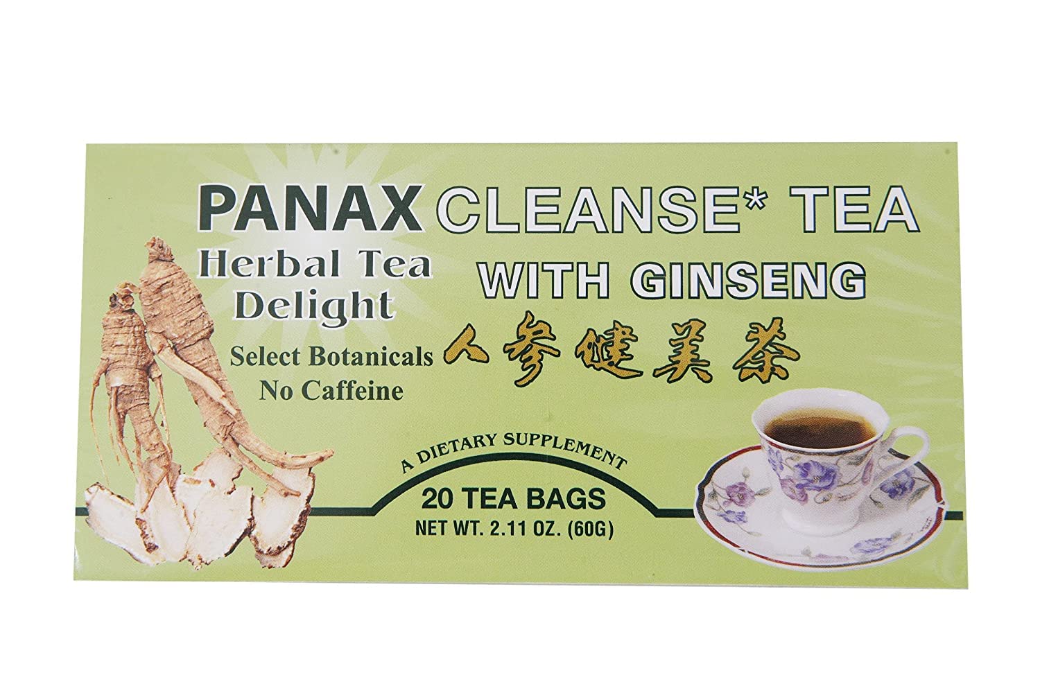 Amazon.com : PANAX CLEEANSE TEA with GINSENG HERBAL TEA DELIGHT 20 TEA ...