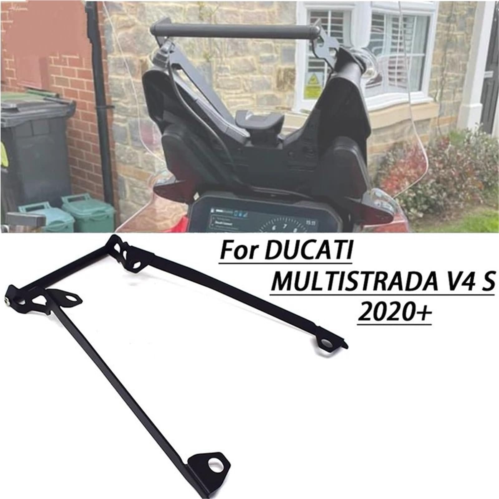 Motocyklowy uchwyt nawigacyjny GPS Do do Ducati MULTISTRADA V4S 2021-2022 Uchwyt Do telefon komórkowy, nawigacja GPS, stojak z ładowaniem bezprzewodowym Uchwyt GPS(12mm LOGO)