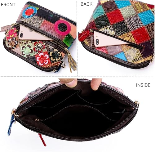 Miniatura 5 de Eysee Bandolera Mujer Multicolor, Bolso de Cuero Colorido Monederos (Multicolour5)