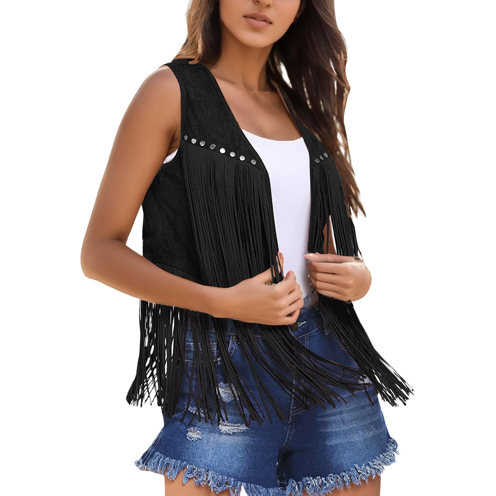 Elegante canotta da lavoro per le donne 2026 carino solido sciolto frangia senza maniche per uscire camicie business casual basic moda estate canotte alla moda Y2K primavera