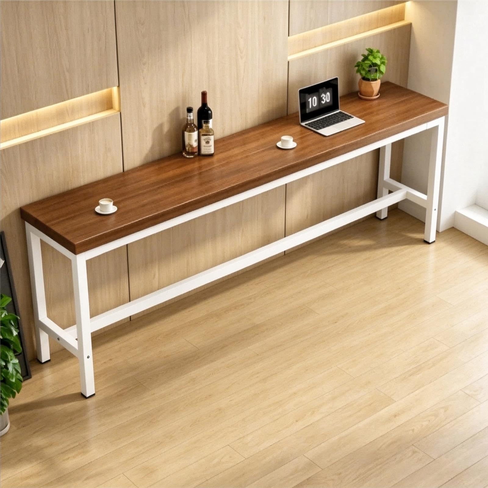 Mesa Alta de Estrecha, Mesa de Pub de Madera para Cocina o Barra de café
