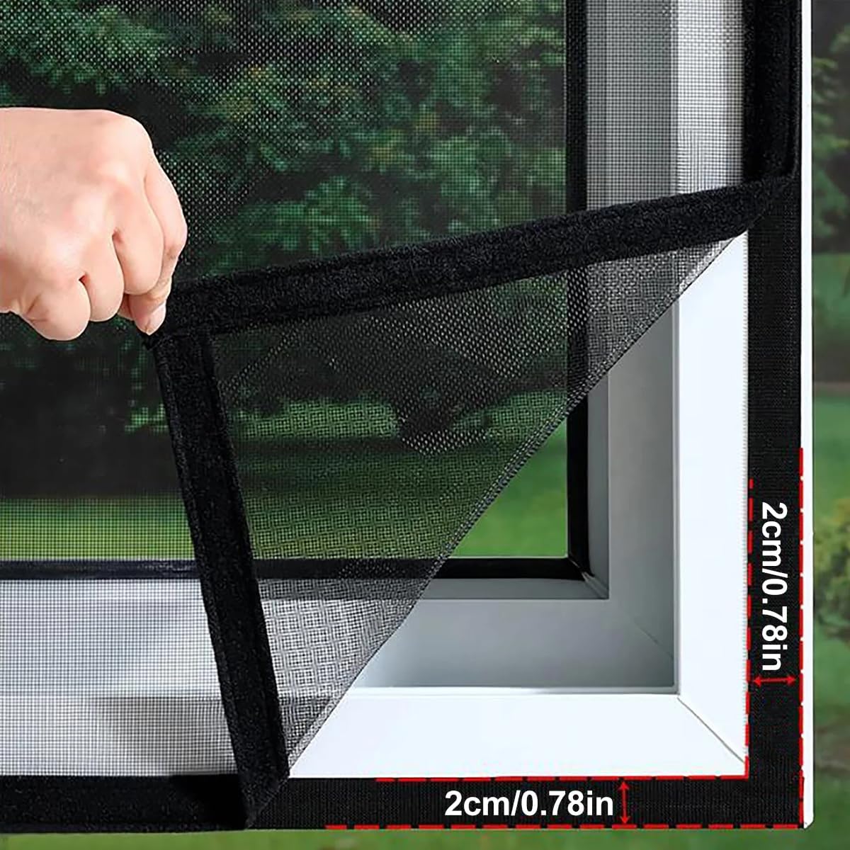 Black Magnetic Window Screen Mesh, Adjustable Self Adhesive Fibreglass Screen Mesh with Hook and Loop Fastener, Netting Replacement for Anti Mosquito, Insect, Home, Bedroom