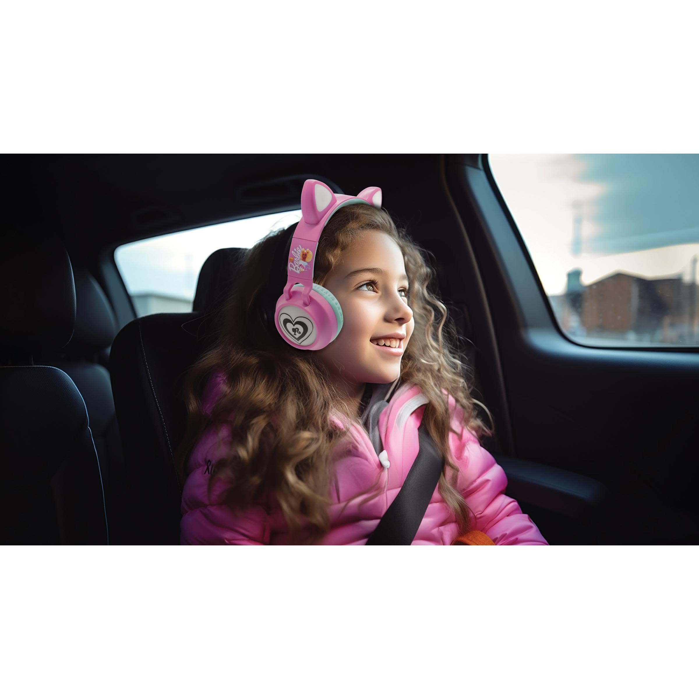 LEXIBOOK, Barbie, 2-in-1 Bluetooth and wired headset with cat ears, Rechargeable with light effects, Stereo sound, Foldable - Image 4