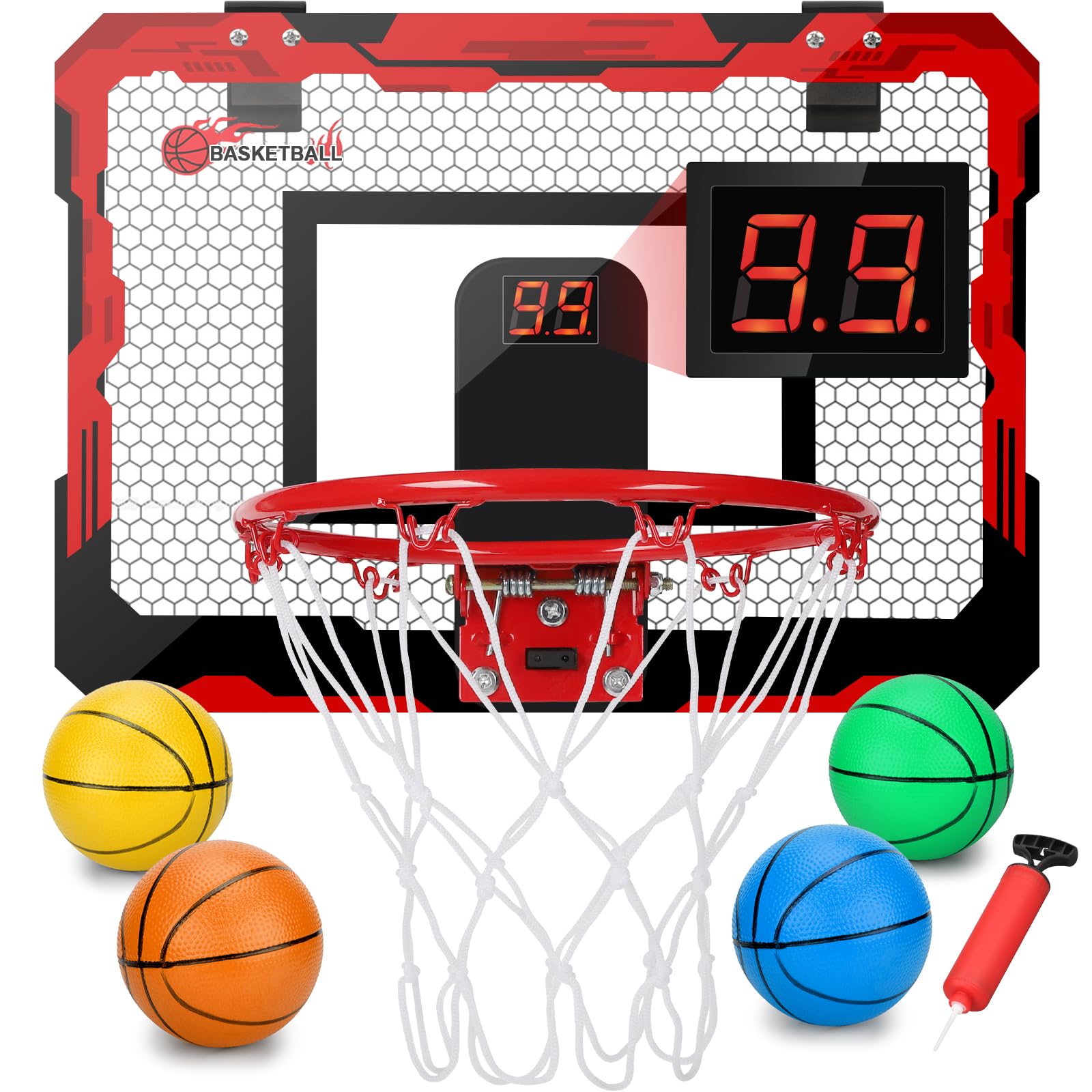 Anzmtosn Mini Indoor Basketball Reifen für Kinder, Kleiner Indoor Basketball Reifen für Tür Metallrand Ziel Hängende Wand Mount Brett Sport Training Spiel für Erwachsene Büro Zuhause 40X30CM