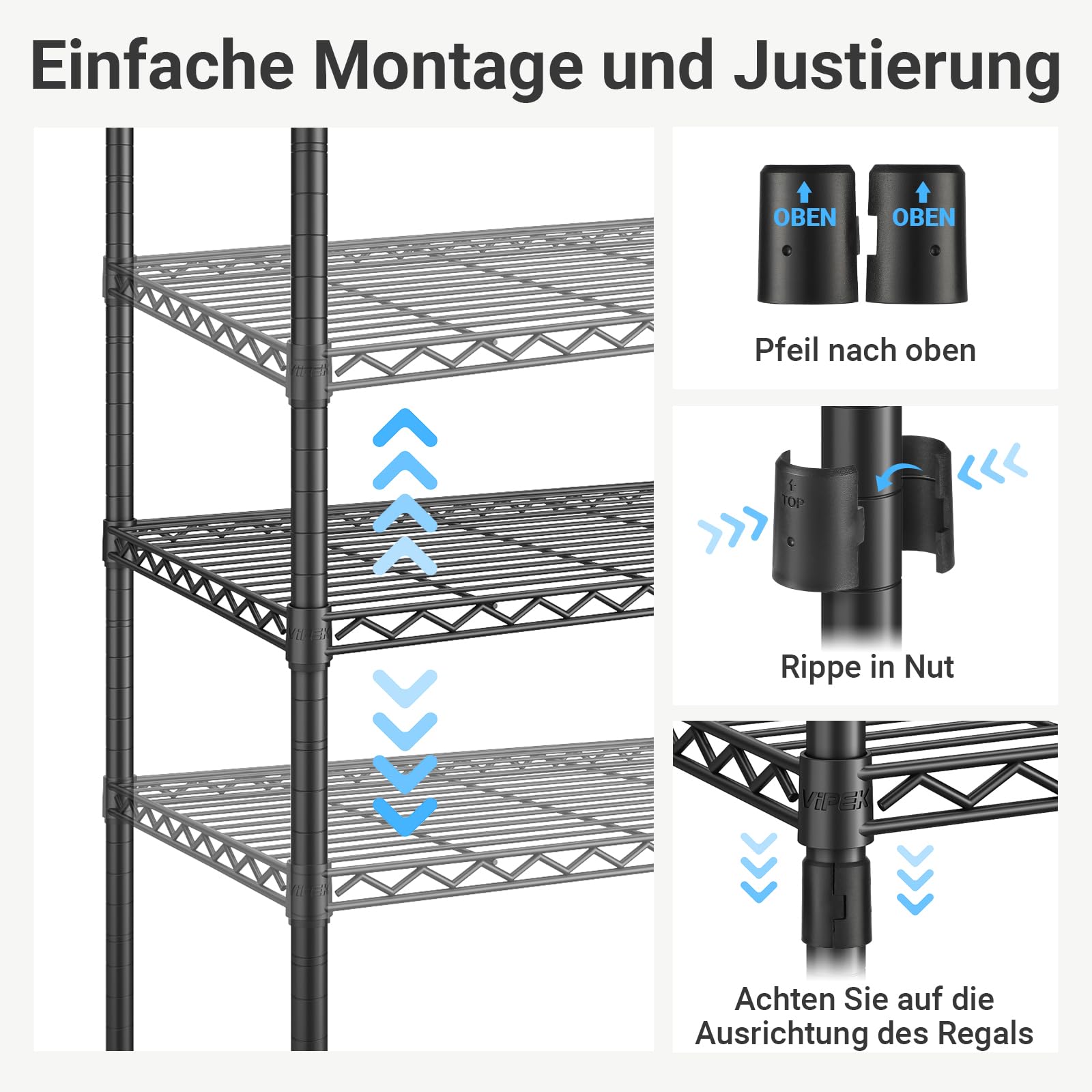 VIPEK R2 Plus Metall-Kleiderständer auf Rollen, Doppelstange & verstellbare Böden, 114 x 45 x 204 cm, freistehend, max. Belastung 295 kg, Schwarz