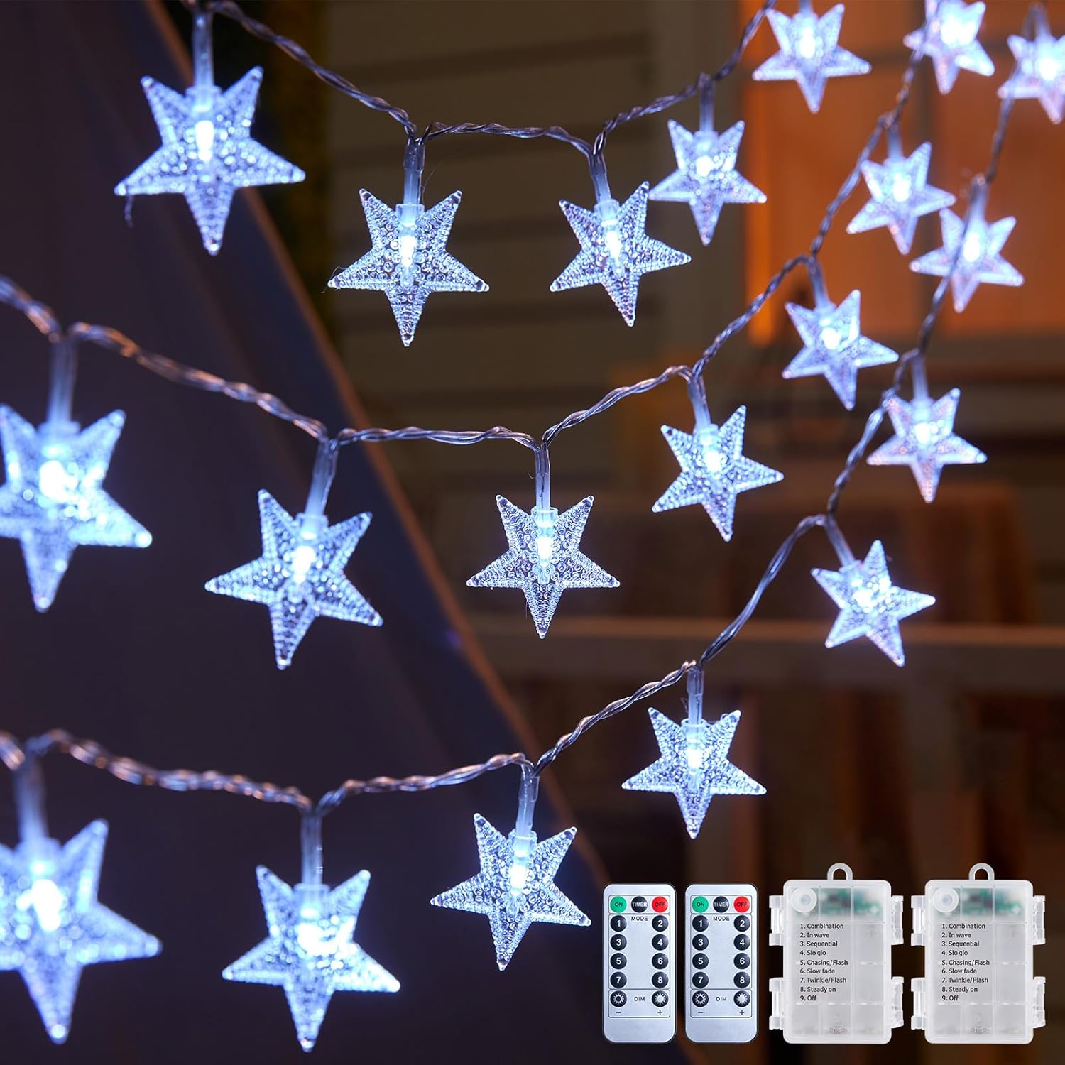 Amazon.com: Brightown Star String Lights Battery Operated - 2 Pack 17 ...