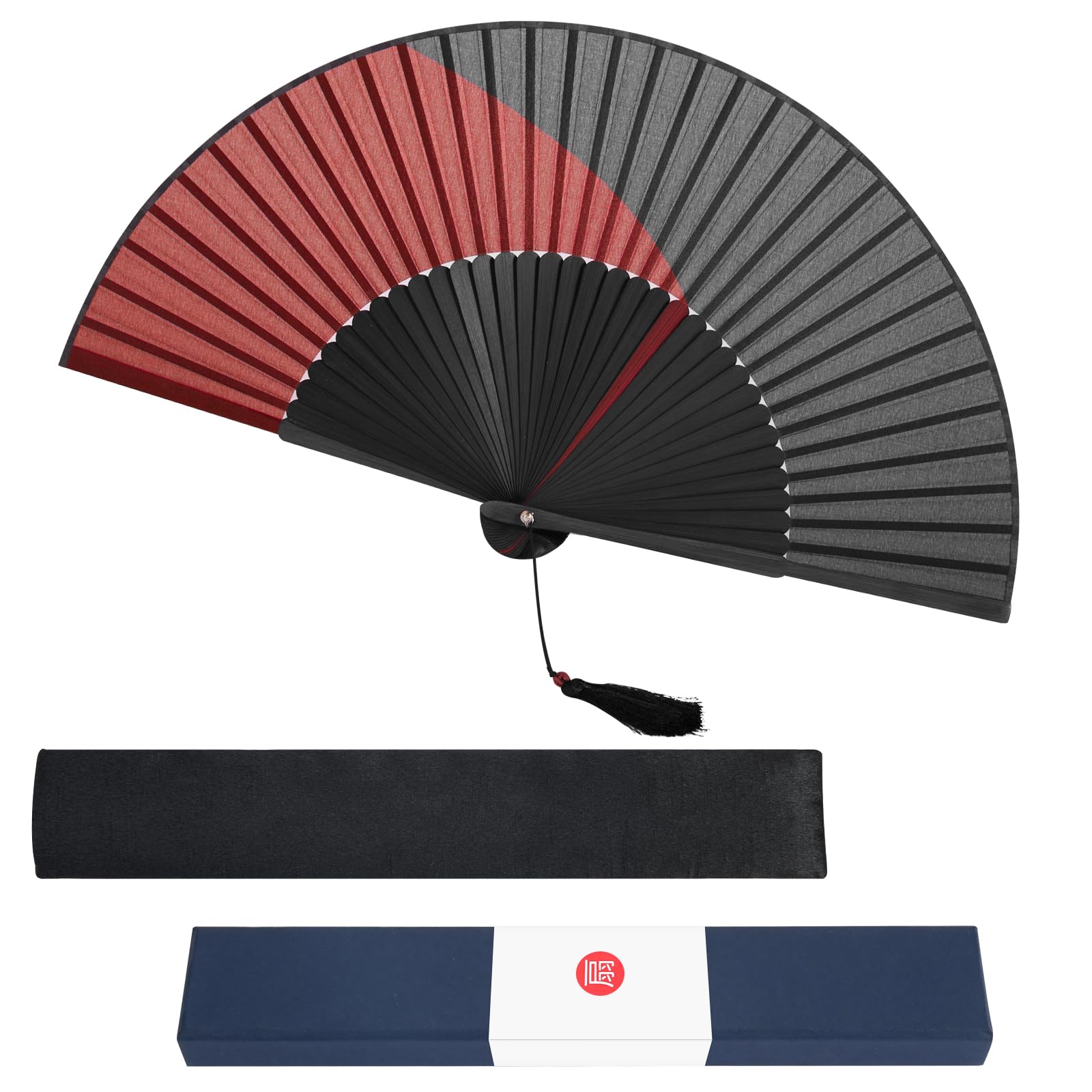 Dockii Japanese Folding Fan Sensu Bamboo Silk Men's Fan Made in Japan