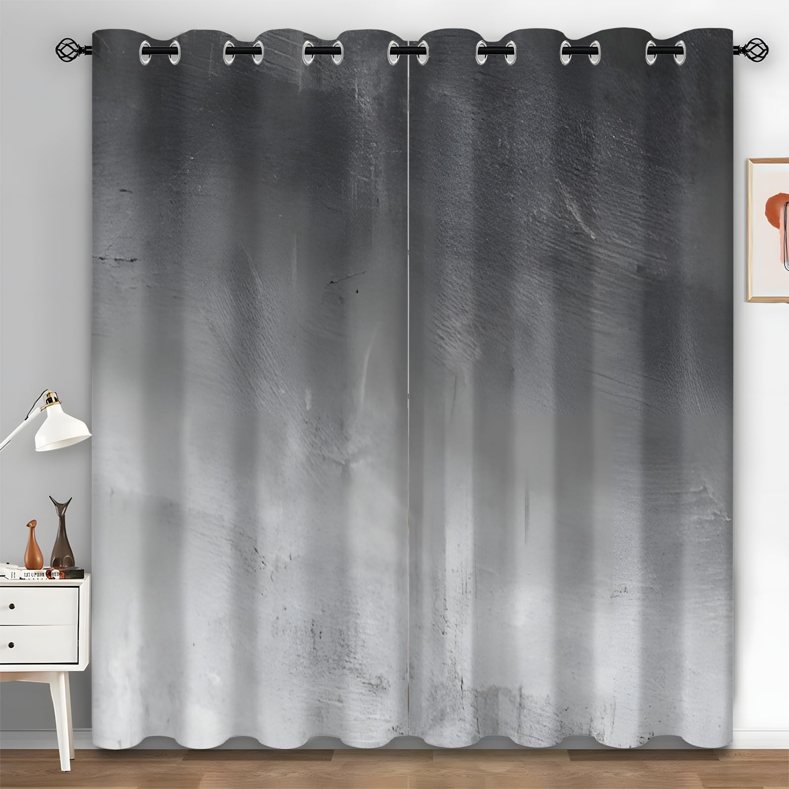 Rideaux anti bruit et froid occultants gris foncé 200x245 cm pour fenêtre