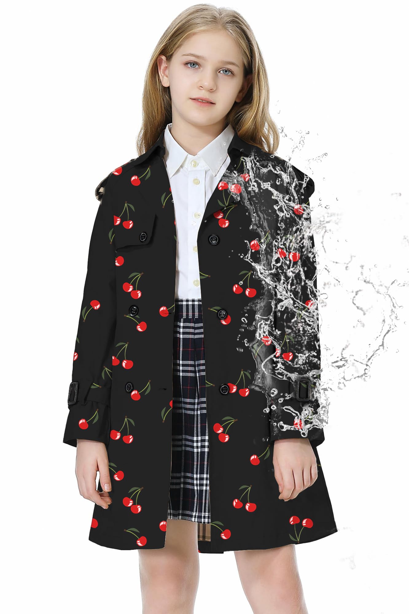 Betusline Womens &amp; Girls Waterproof Trench Coat Double Breasted Lapel Overcoat Outerwear, 3 Years - Women 2XL