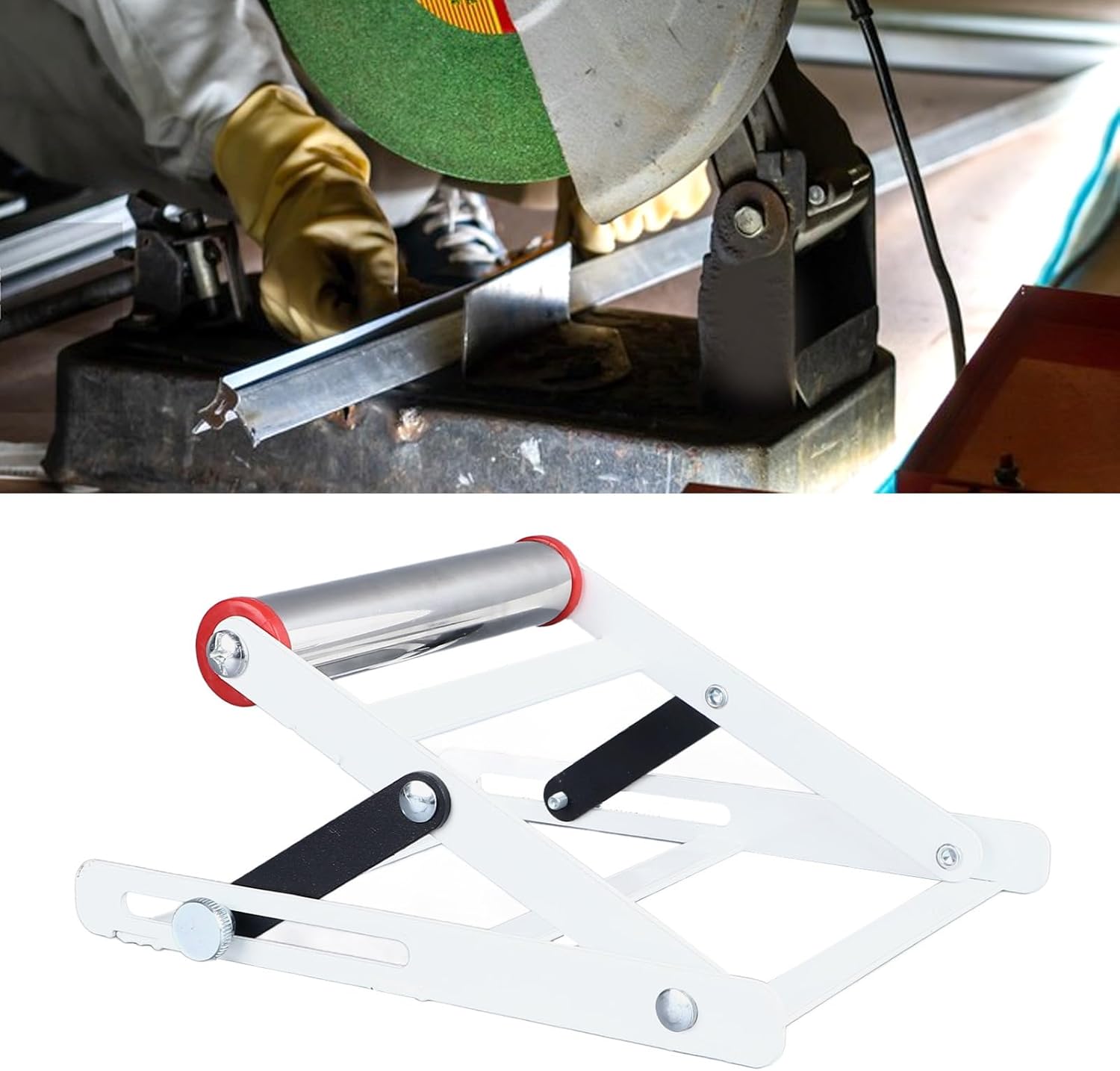 Table Saw Stand, Adjustable Cutting Machine Support Frame Foldable Metal for Table Saw Height 55mm to 135mm (2PCS)