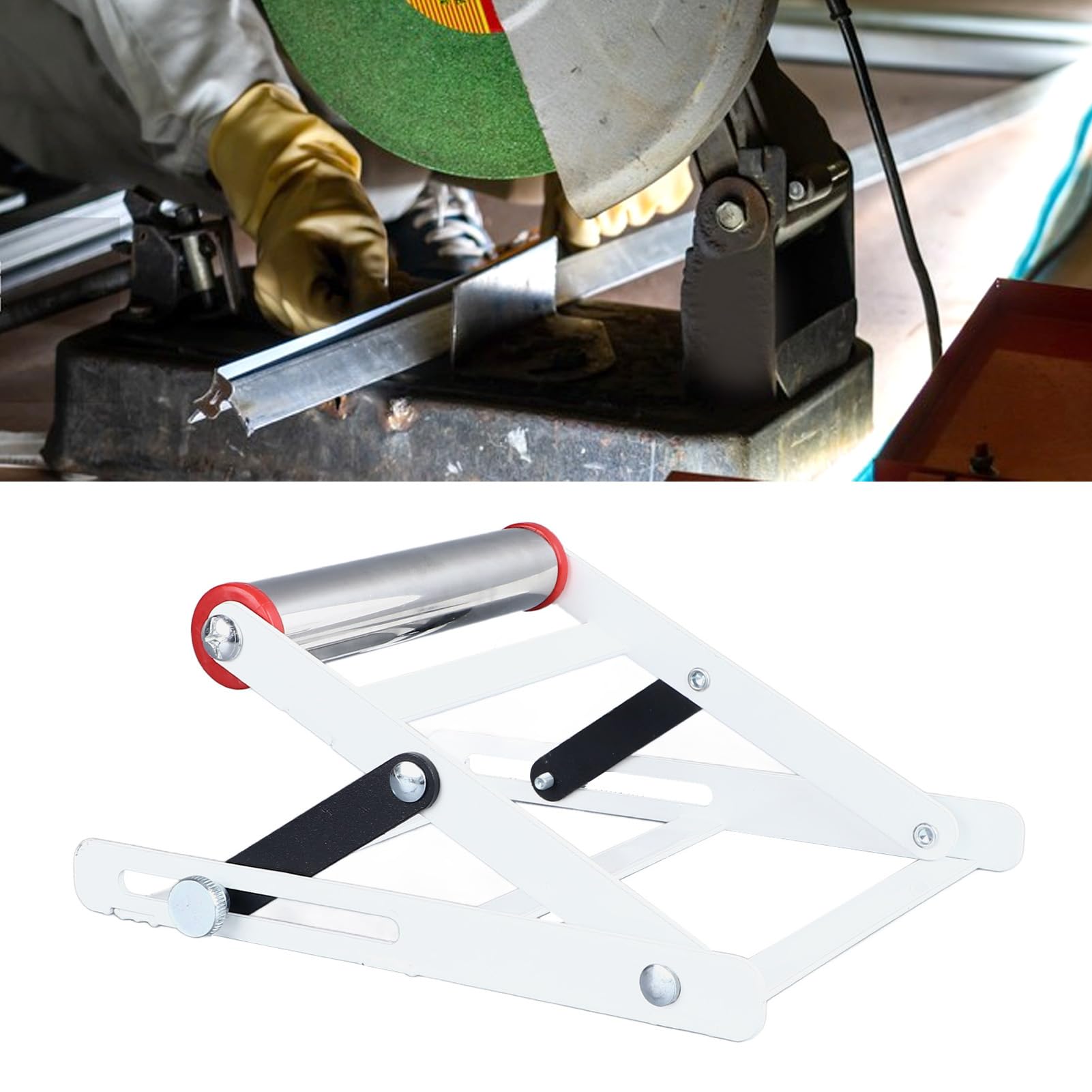 Ausla Marco de Soporte para Máquina Cortadora, Soporte de Rodillo Ajustable de Acero Inoxidable, Práctico Diseño Plegable para Corte con Sierra Ingletadora (2PCS)