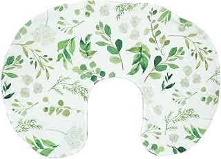 Nursing Pillow Cover, Breastfeeding Pillow Cover, Green Leaf Nursing Pillow Cover, Botanical Breastfeeding Pillow Slipcover, Mint Minky, Boho Green Leaf Nursery Decor, Soft Fits Snug On Infant