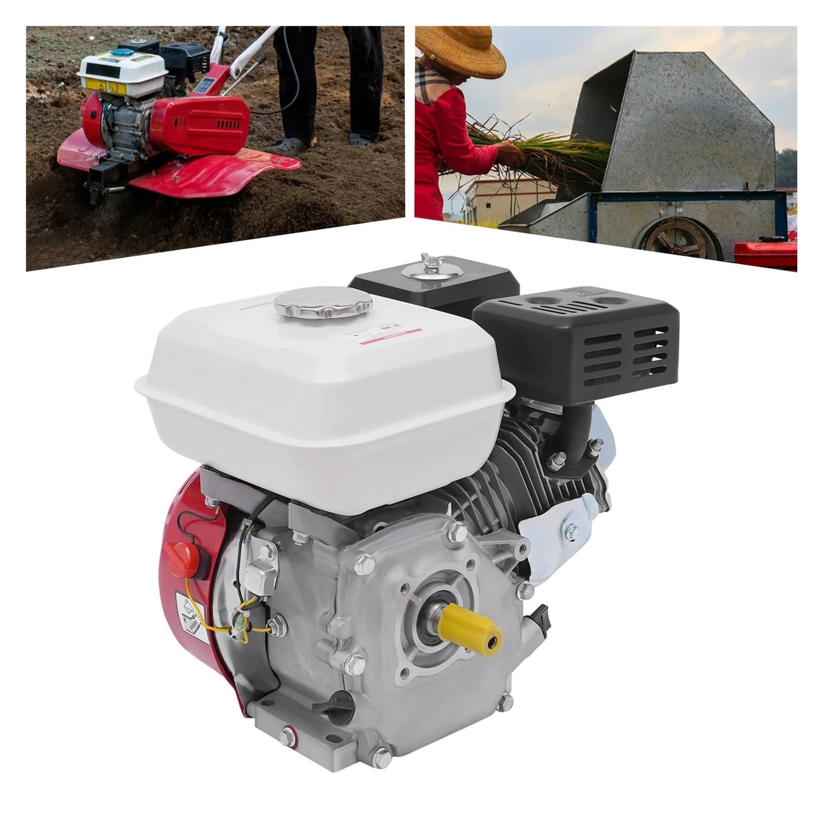 Motor De Gasolina Rotativo 4 Tiempos Y 7,5 HP, OHV, Cilindro Único, Refrigeración por Aire Rendimiento Potente