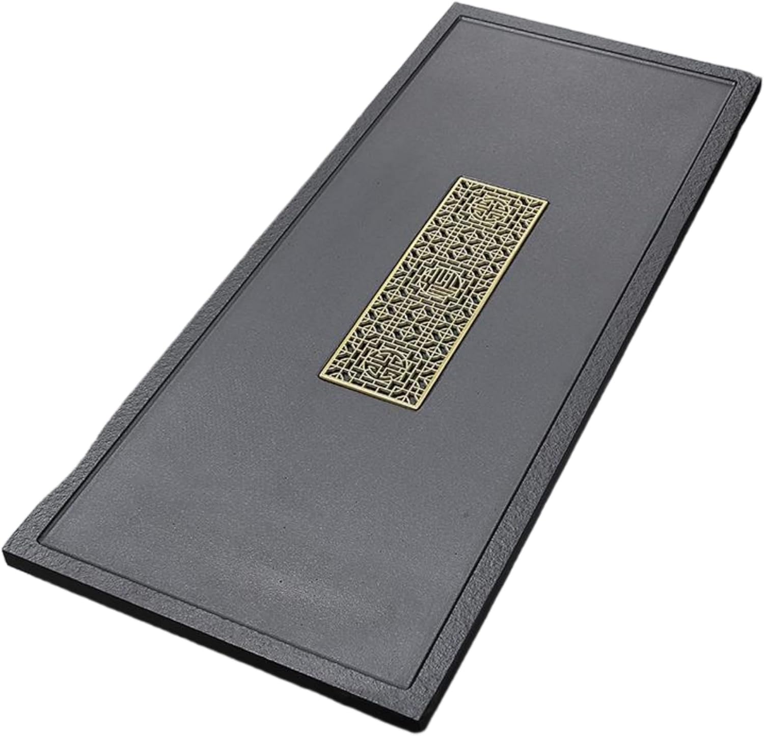 MOYEE 乌金瓷石茶盘 Chinese Gongfu Tea Tray 家用轻奢茶具套装排水式泡茶台石头托盘整块功夫茶海 A15