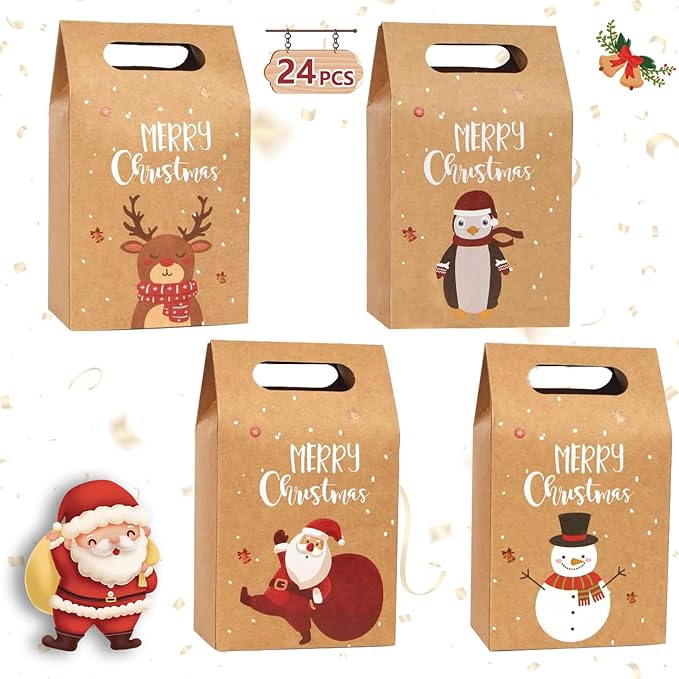 Scatole Di Carta Kraft 10 Pezzi 10x10x7cm - Per Biscotti, Torrone, Alimenti, Imballaggio Alimentare Semplice - Foto 2