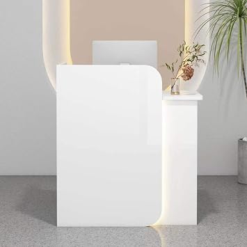 Modern Reception Desk,Portable Checkout Stand,Reception Table,Cash Register Stand,Retail Counter Hostess Stand,Front Office Desk,Bar Table,Secretary Desk with Drawer,Small Receptionist DeskWhite