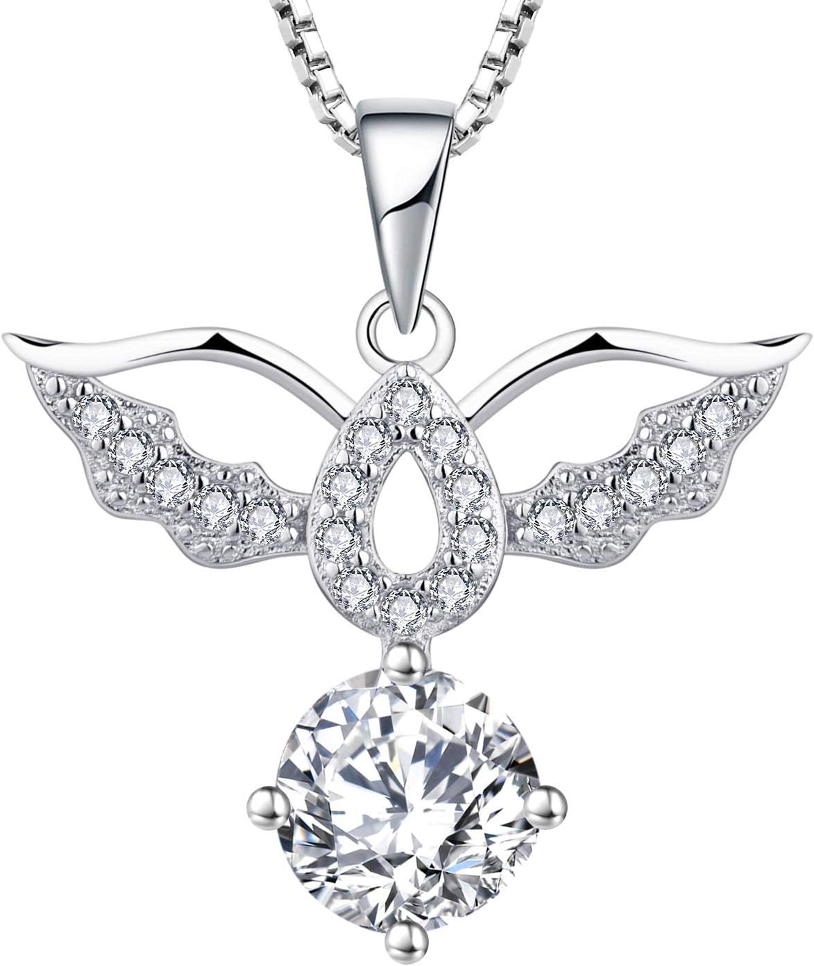 FJ Sterling Silver Guardian Angel Necklace for Women Ladies Love/Daisy/Goddess/Harp Angel Pendant