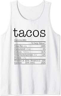 Funny Thanksgiving Christmas Food - Tacos Nutrition Facts Tank Top