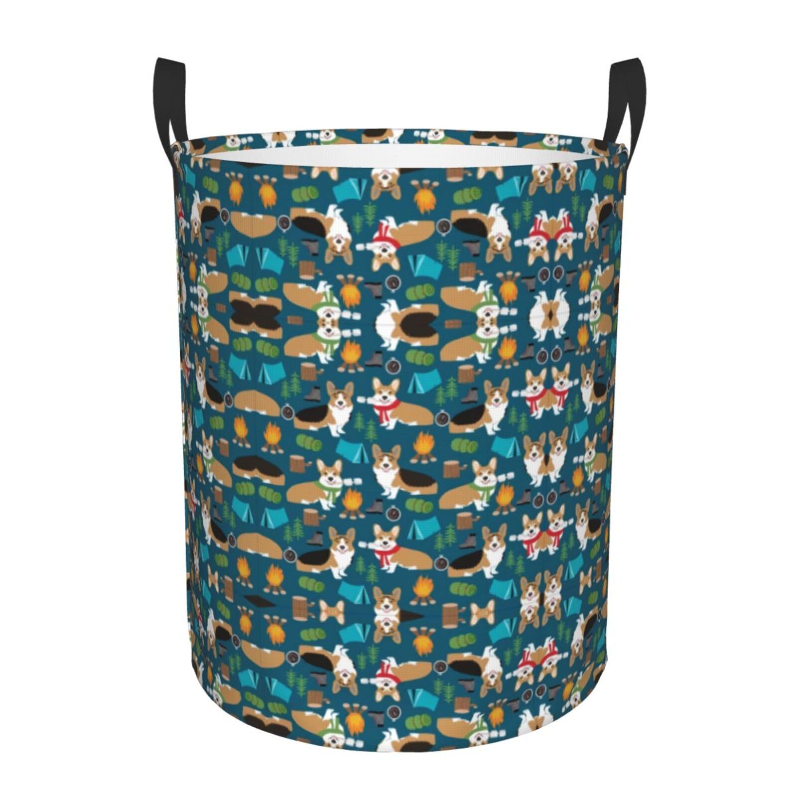 S Circular Hamper – Collapsible Picnic Dogs Print Laundry Basket