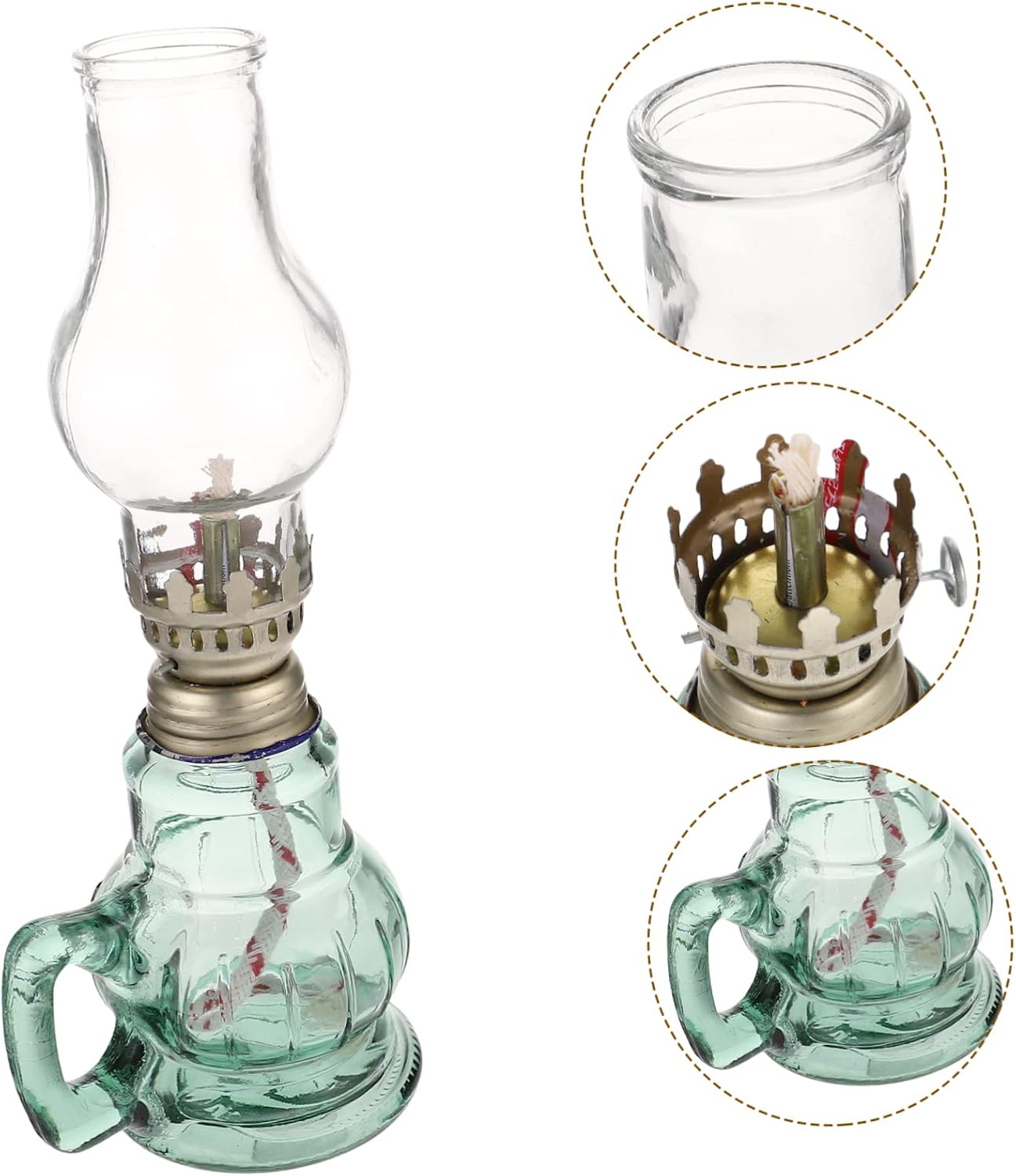 1pc Glass Kerosene Lamp Vintage Kerosene Oil Light Home Decor Retro Style Emergency