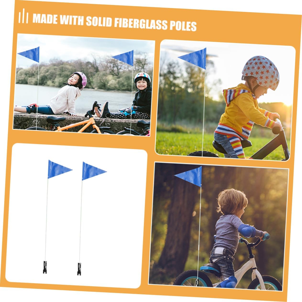 2Pcs Safety Bike Flags for Solid Fiberglass Poles Enhanced Visibility Bicycle Tail Flags for Increased Safety Easy Tool Installation for Summer Cycling