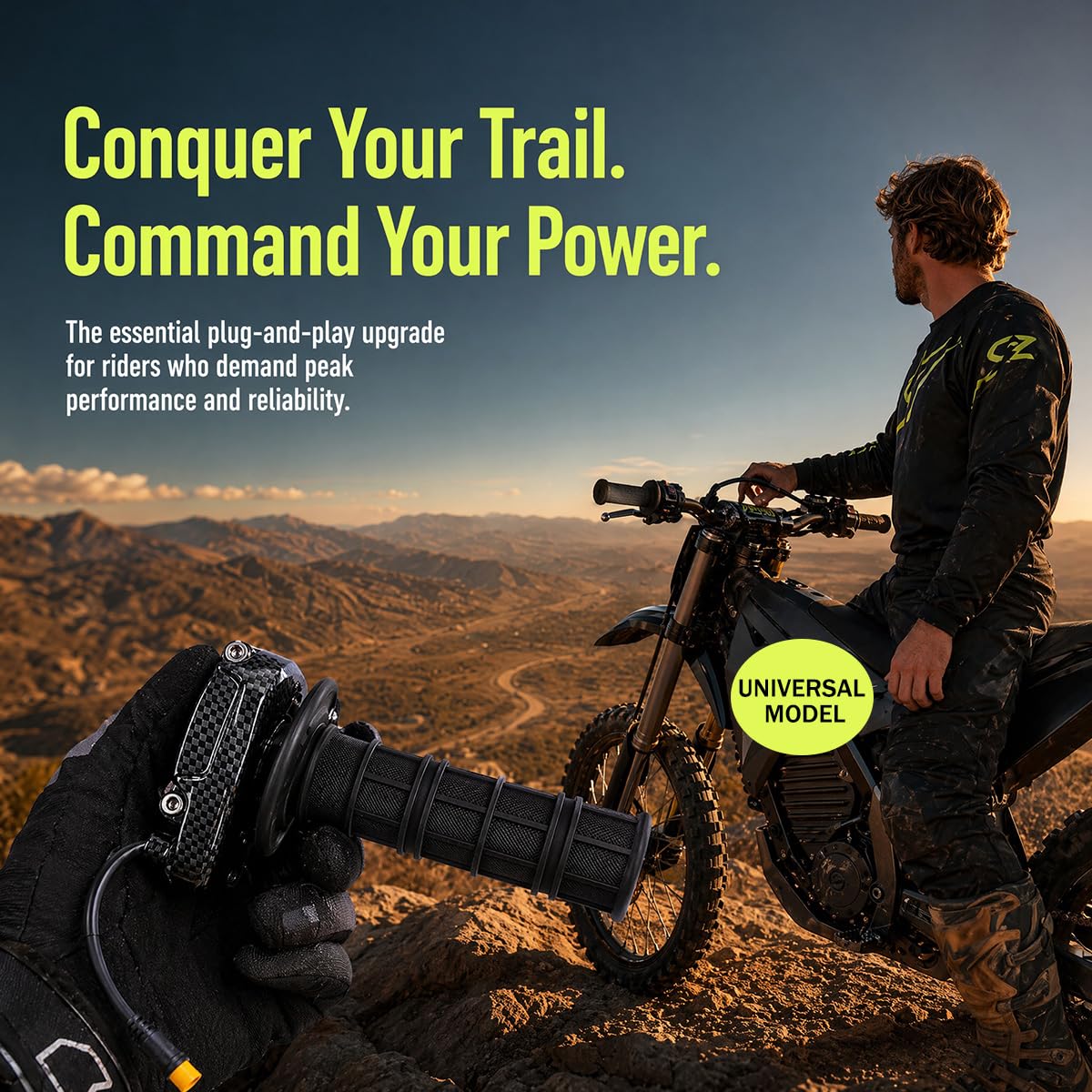 Zooboo Poignée d'accélérateur électrique tout-terrain pour vélo électrique, fibre de carbone