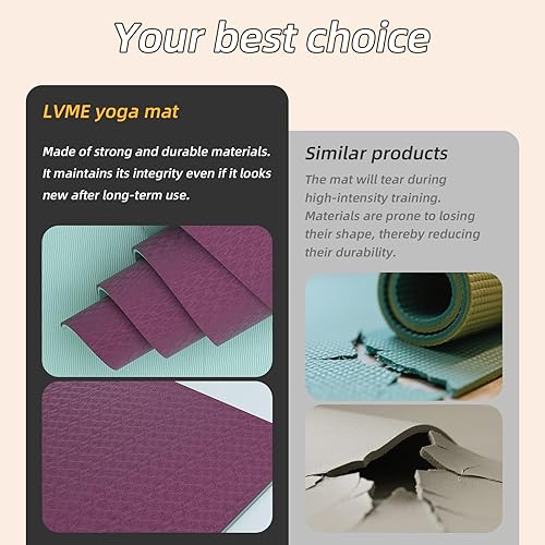 Miniatura 5 de Yoga Mat Non Slip, Anti-Tear 14 Thick TPE Yoga Mats for Women and Men, 72"x24" Exercise & Fitness Mat with Carrying Strap, Workout Mats for Yoga,