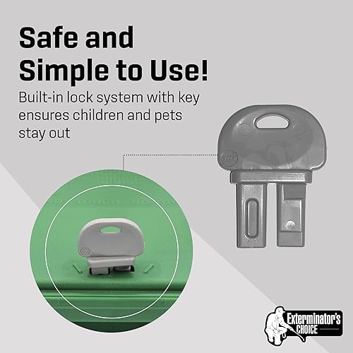 Miniatura 5 de Exterminators Choice - Paquete de 6 cajas de estación de cebo para ratas con 1 llave - Trampa para ratones resistente contenedor de veneno -