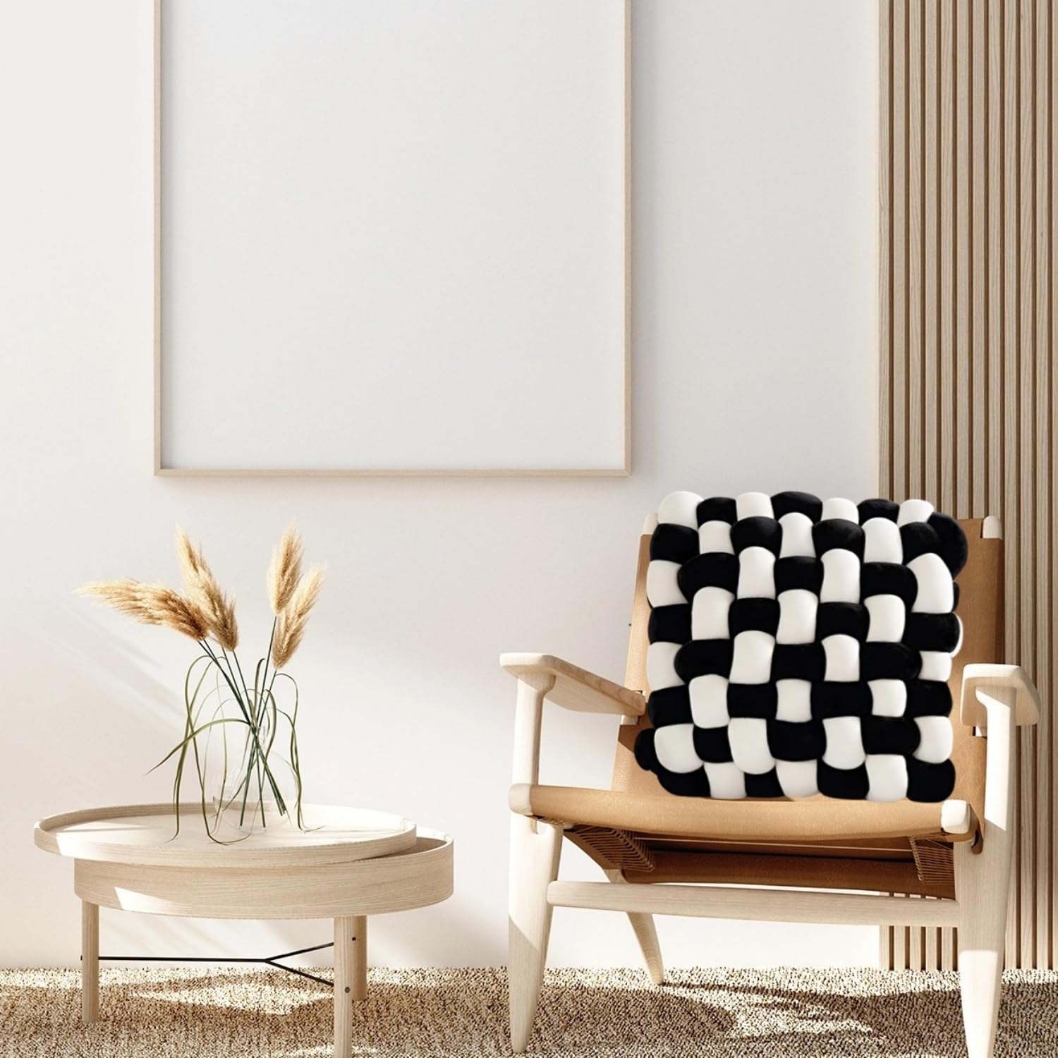 Soft Knot Pillow Ball, 12" Decorative Throw Pillow Floor Cushion for Couch, Square Xmas Decorations Knotted Pillow for Bed Living Room (12x13)