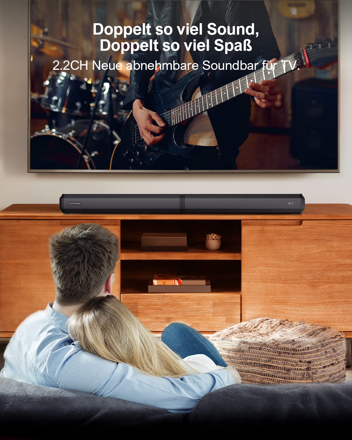 ULTIMEA 2.2 Soundbar für TV Geräte, VoiceMX, App-gesteuerten, 100W Teilbare 2-in-1 TV Soundbar, Center Lautsprecher mit 3 EQ-Modi, Bass Einstellbare, Bluetooth® 5.3, ARC/Opt/Aux, Apollo S40 Pro, 2026