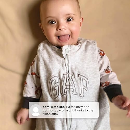 Miniatura 7 de Delta Children Gap babyGap TrueSleep - Saco de dormir con cremallera y manta integrada, 100% algodón orgánico, certificado GOTS y Oeko-Tex 100,