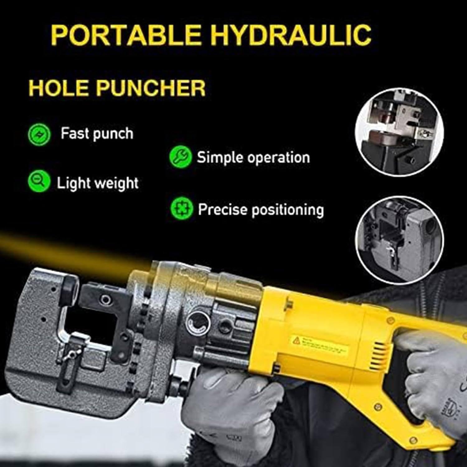 Elektryczna wiertarka hydrauliczna 1200 W do stali, żelaza, aluminium, miedzi i stali kanałowej - zawiera 5 matryc szczotek węglowych, 220 V, φ1/10.2 cm-4/12.7 cm