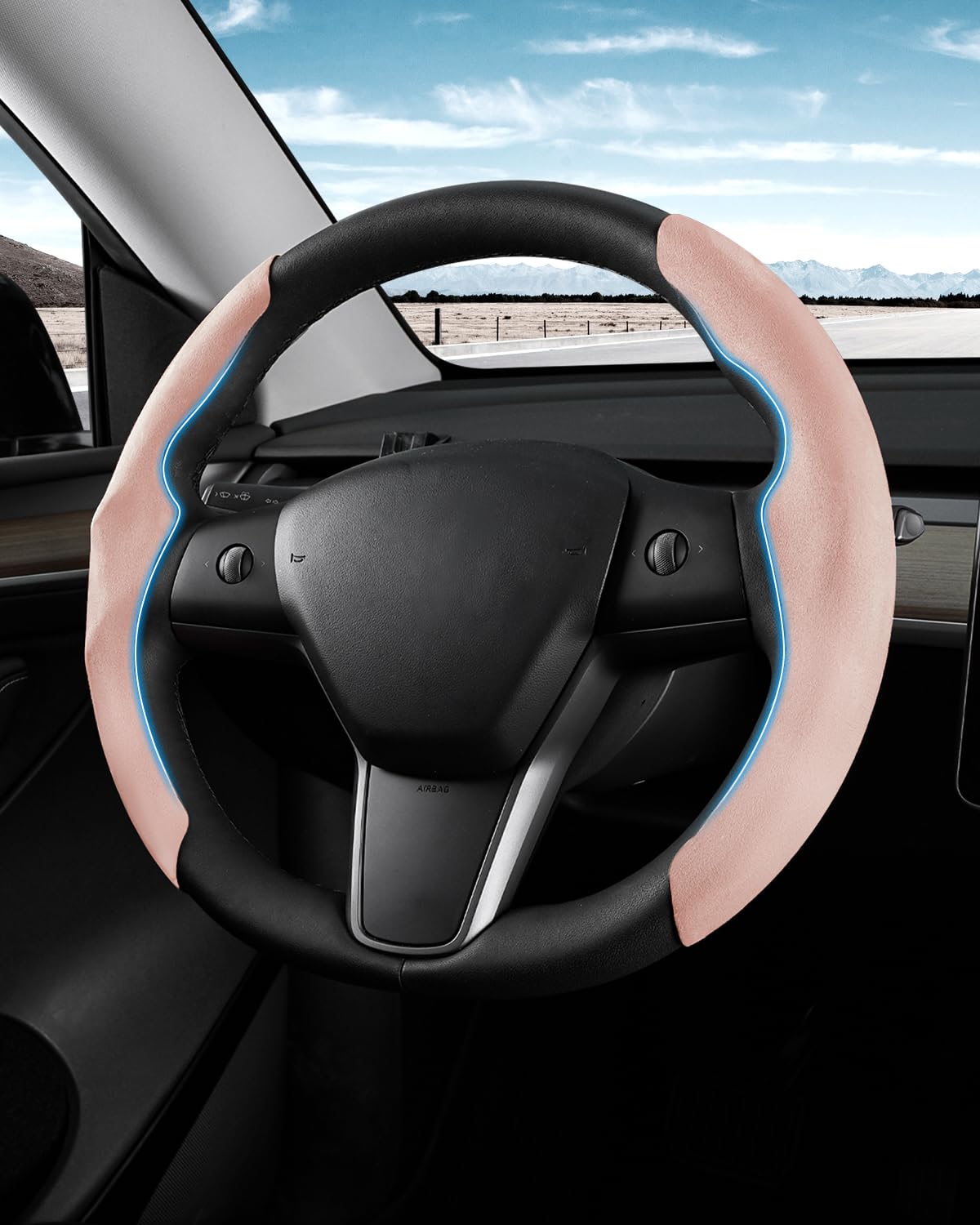Couvre Volant Voiture Pour Tesla Model 3 2017-2023, Housse