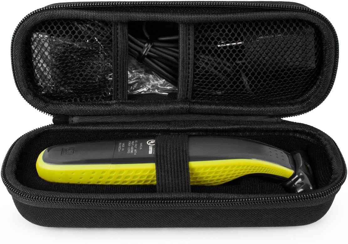 QSHAVE Hard Travel Case for OneBlade Hybrid Electric Trimmer Shaver, QP2520 QP2570 Organizer Carrying Bag Cover Storage (Black)
